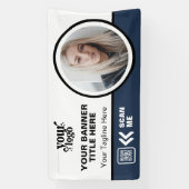 QR-Foto für Geschäftslogos Indoor Blue Banner (Vertikal)