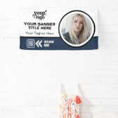 QR-Foto für Geschäftslogos Indoor Blue Banner (InSitu)