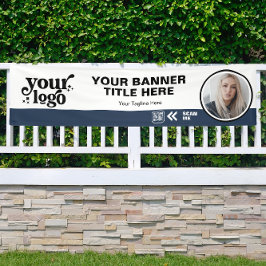 QR-Foto für Geschäftslogos Indoor Blue Banner