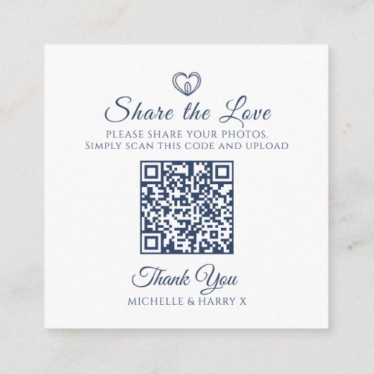 QR-Foto für Hochzeiten: ovale Blätter, Monogramm Begleitkarte (Rückseite)