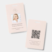 QR-Foto für moderne, rosa Mitarbeiter-Firmenlogos Ausweis (Vorder- & Rückseite)
