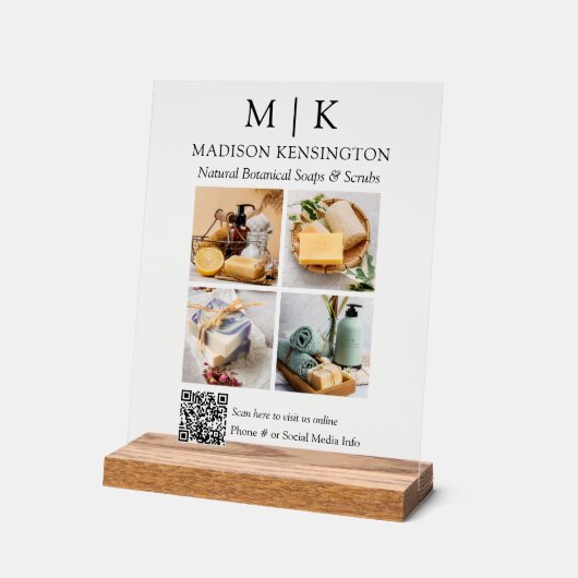 QR-Foto für Monogramme oder Logos Acrylschild (Winkel)