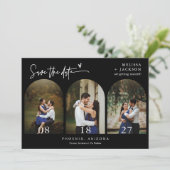 QR-Foto für Schwarze Minimal-Arch-Werte Save the D Einladung (Stehend Vorderseite)