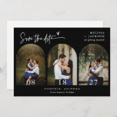 QR-Foto für Schwarze Minimal-Arch-Werte Save the D Einladung (Vorne/Hinten)