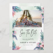 QR-Foto für tropische Palmen Save the Date Einladung (Vorne/Hinten)