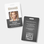 QR-Foto-Geschäftslogo Grau-ID für Mitarbeiter Ausweis (Vorder- & Rückseite)