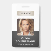 QR-Foto-Geschäftslogo Grau-ID für Mitarbeiter Ausweis (Vorderseite)