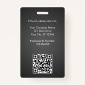 QR-Foto-Geschäftslogo Grau-ID für Mitarbeiter Ausweis (Rückseite)