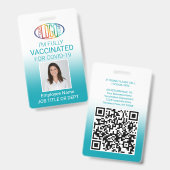 QR-Foto-ID Covid Aquamarin blau geimpft Ausweis (Vorder- & Rückseite)