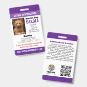 QR-Foto-ID für lila Seizure Response-Dog Ausweis (Vorder- & Rückseite)