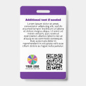QR-Foto-ID für lila Seizure Response-Dog Ausweis (Rückseite)