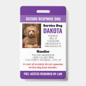 QR-Foto-ID für lila Seizure Response-Dog Ausweis (Vorderseite)