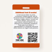 QR-Foto-ID für Orange Medical Alert Dog Logo Ausweis (Rückseite)