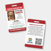 QR-Foto-ID für Red Hearing Assistance Hund Ausweis (Front & Back)