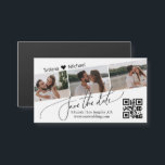 qr Foto-Kollage Save the Date chic Magnet<br><div class="desc">Eleganter QR-Code mit drei Fotos,  der Save the Date schicken Magneten sammelt</div>