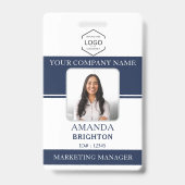 QR-Foto-Logo für Mitarbeiter Navy Blue Ausweis (Vorderseite)