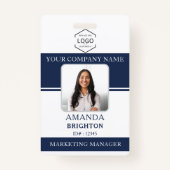 QR-Foto-Logo für Mitarbeiter Navy Blue Ausweis (Vorderseite)