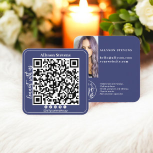 QR-Foto-Logo für Navy Social Media Quadratische Visitenkarte