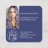 QR-Foto-Logo für Navy Social Media Quadratische Visitenkarte (Rückseite)