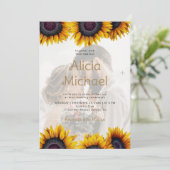QR-Foto-Overlay-Sonnenblume in einer Hochzeit Einladung (Stehend Vorderseite)