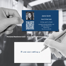 QR-Foto-QR-Code - Persönliche Nachricht Blau Visitenkarte