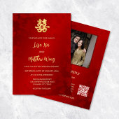 QR-Foto | Red Gold Chinese Wedding Einladung