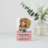 QR-Foto Rosa Moderne Loyalitätsvorlage Visitenkarte (Stehend Vorderseite)