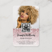 QR-Foto | Rose Gold Glitzer Diamond Loyalty Visitenkarte (Vorderseite)