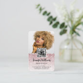 QR-Foto | Rose Gold Glitzer Diamond Loyalty Visitenkarte (Stehend Vorderseite)