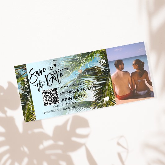 QR-Foto Save the Date Boarding-Pass Einladung