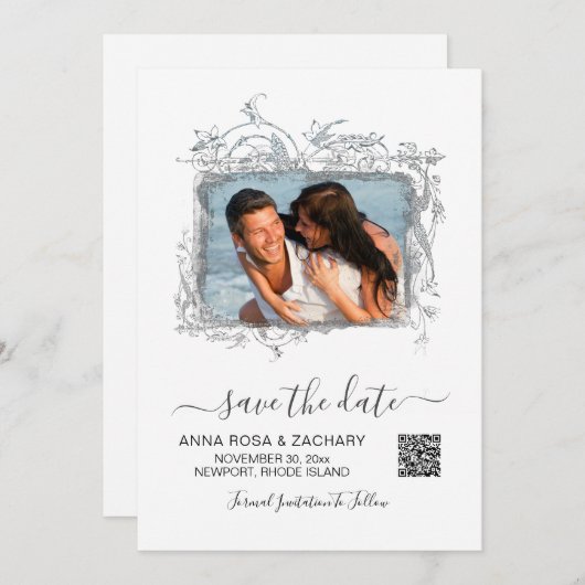 *~* QR Foto Save the Date Hochzeit - AR6 Website Einladung (Vorne/Hinten)