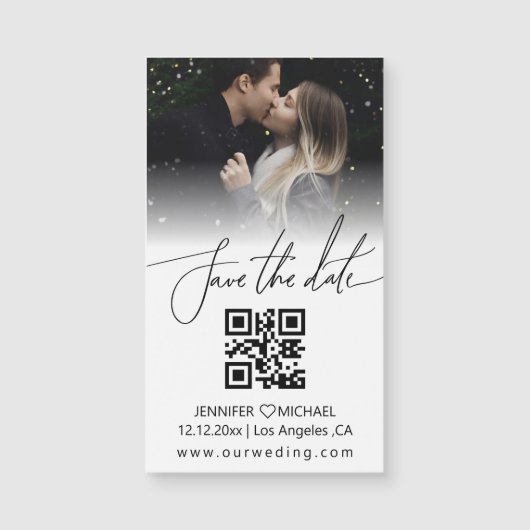 qr-Foto Save the Date minimaler Magnet (Vorderseite)