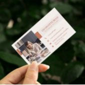 QR Foto Terracotta Floral Monogramm Visitenkarte