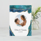 *~* QR - FOTO - UAWG AR13 Aquamarin AGATE Wedding Einladung (Stehend Vorderseite)