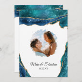 *~* QR - FOTO - UAWG AR13 Aquamarin AGATE Wedding Einladung (Vorne/Hinten)