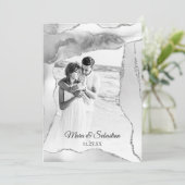 *~* QR FOTO UAWG AR13 Silver AGATE Wedding Einladung (Stehend Vorderseite)