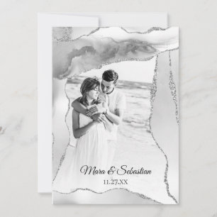 *~* QR FOTO UAWG AR13 Silver AGATE Wedding Einladung