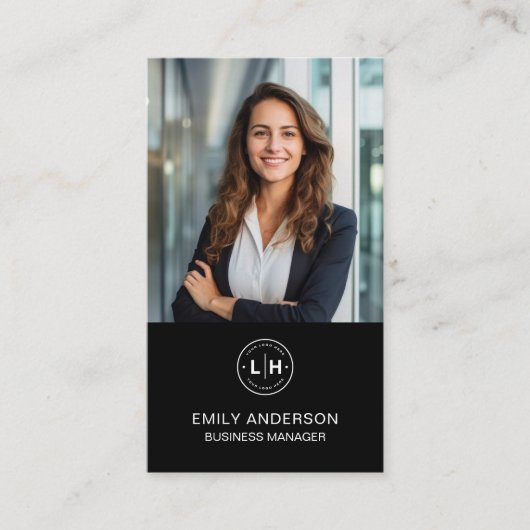 QR-Foto-Visitenkarte für das moderne Schwarz-Zoll- Visitenkarte (Vorderseite)