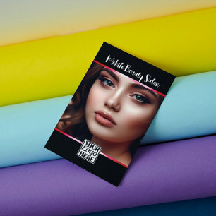 QR-Foto-Vorlage für elegante Schwarz-Rosa-Logo Visitenkarte