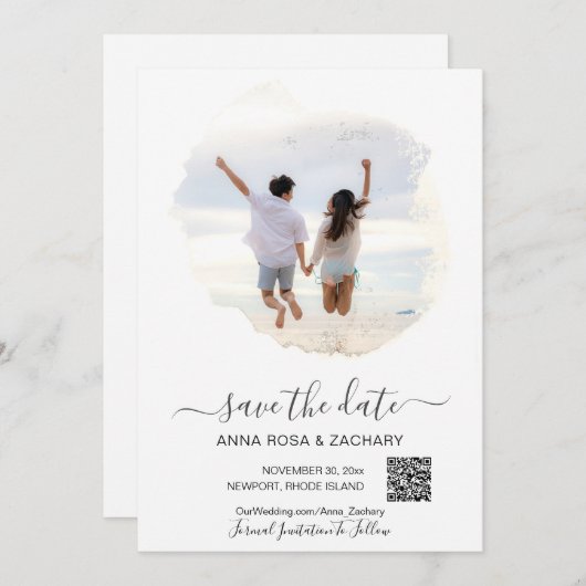 *~* QR Foto - WEDD SPEICHERN SIE DAS DATUM AR6 Web Einladung (Vorne/Hinten)