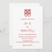 QR-Foto | White Red Chinese Wedding Einladung (Vorne/Hinten)
