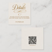 QR für Hochzeiten: Gold & Ivory Begleitkarte (Vorne/Hinten)