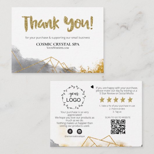 *~* QR GEOMETRIC - DANK IHREM LOGO AP8 Review Begleitkarte (Vorne/Hinten)