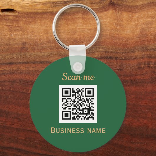 QR-Geschäftslogo Berufliches grünes Gold Schlüsselanhänger (Vorderseite)
