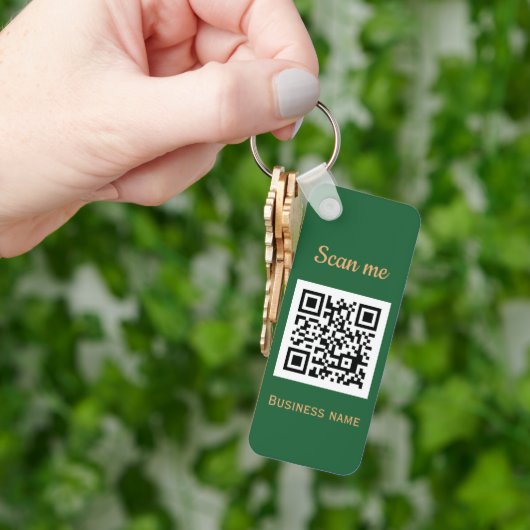 QR-Geschäftslogo Berufliches grünes Gold Schlüsselanhänger (Hand)
