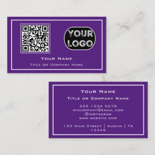 QR-Geschäftslogo Lila Minimalistisch Visitenkarte