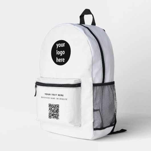 QR-Geschäftslogo Weißes Minimalistisches Geschäft Bedruckter Rucksack (Rückseitige Ecke Rechts)