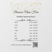 qr Geschäftsöffnungszeiten Feiertage Gold schwarz Fensteraufkleber (Blatt)