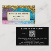 *~* QR Glitzer AP49 Rustikales Weathered Wood Visitenkarte (Vorne/Hinten)