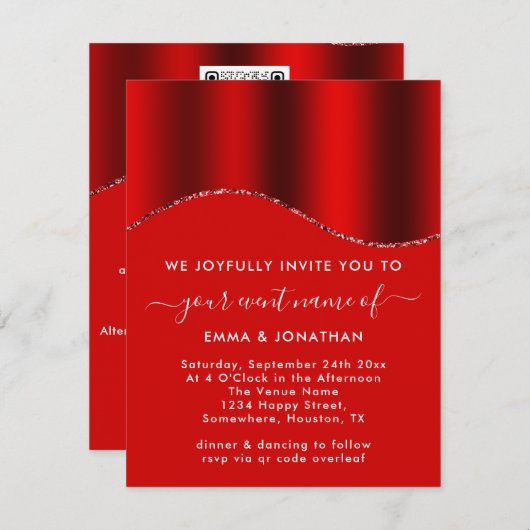 QR-Glitzer-Blumencode Grenzen Roter Wein (Vorne/Hinten)